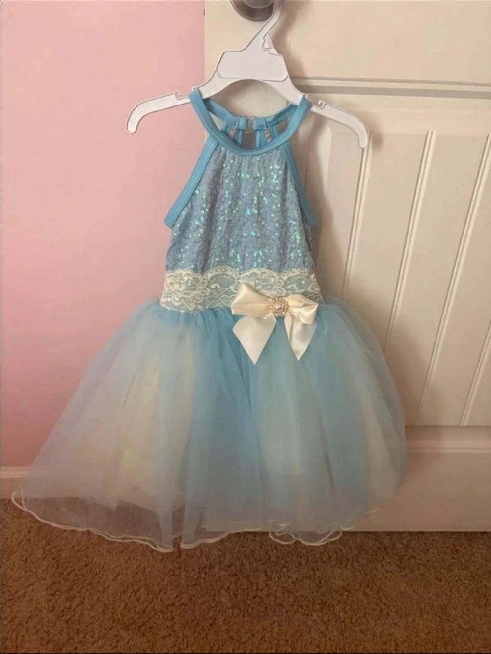 Weissman Light Blue Sequin Tulle Princess Costume with Satin Bow